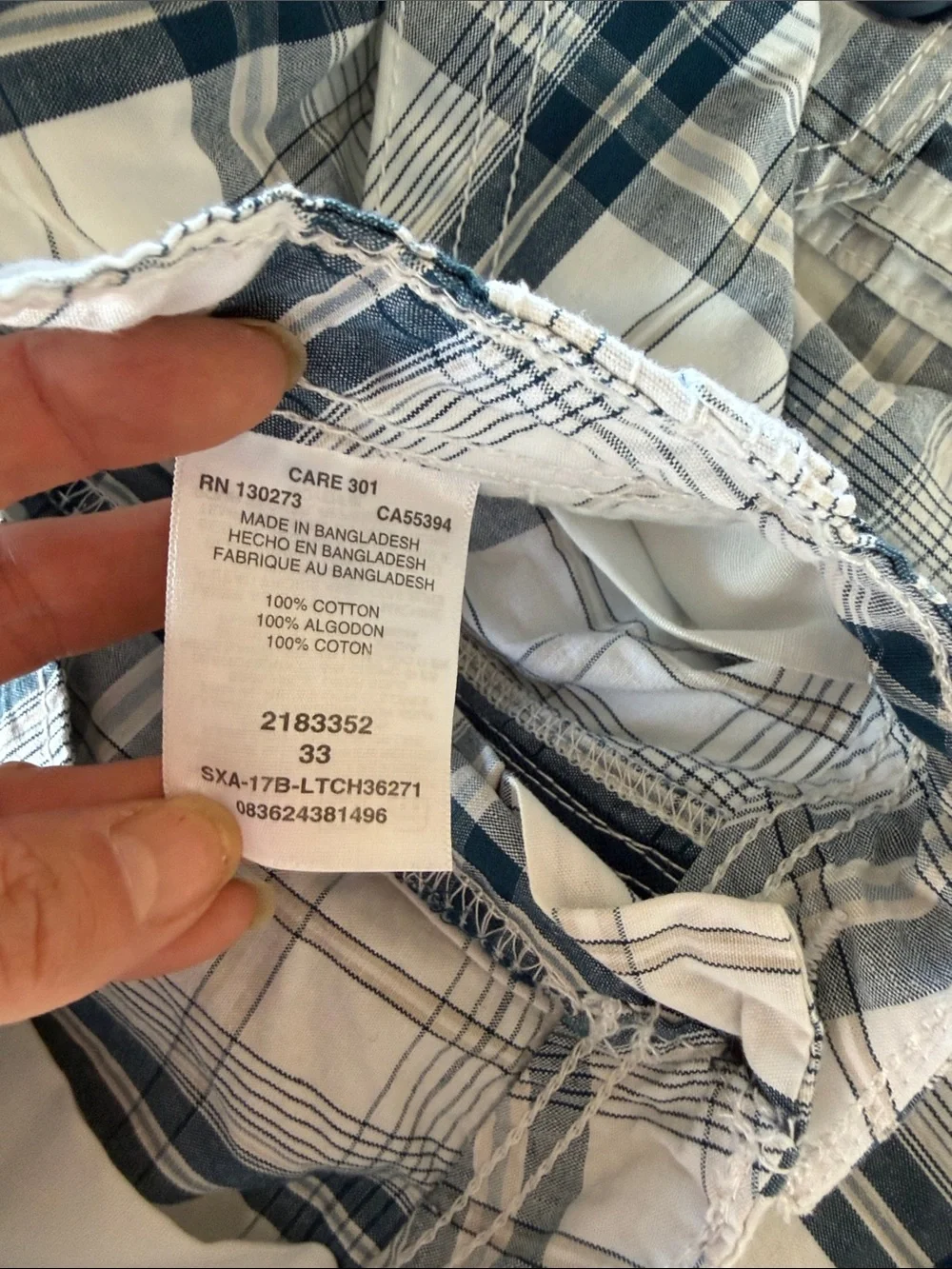 Lee Dungarees Men's Blue & White Plaid Cargo Shorts